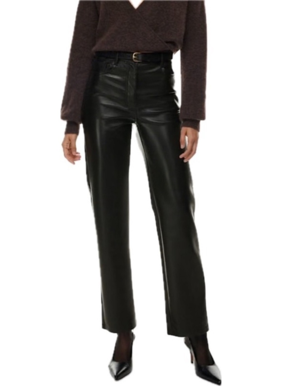 Wilfred Black Faux Leather Straight-Leg Jeans